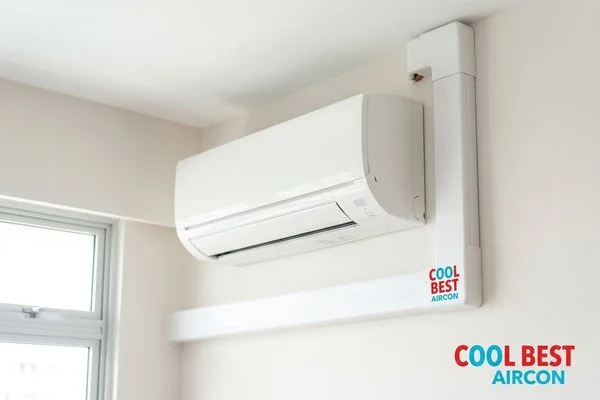 Neat trunking and piping for aircon installation in bedroom